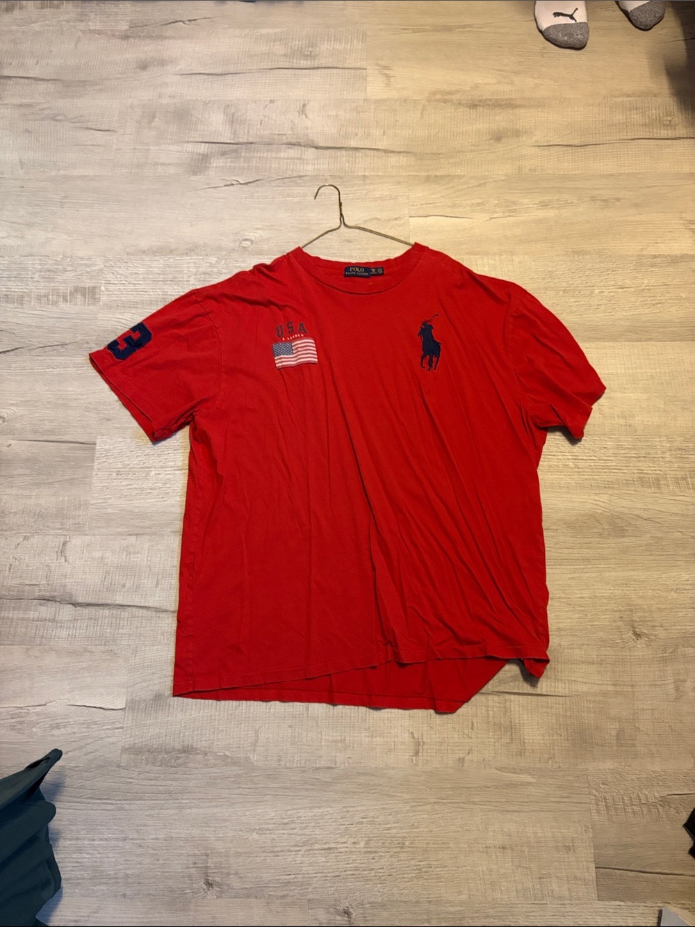 Ralph Lauren Red Short-Sleeve Crewneck Tee with Navy Pony